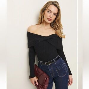 Reformation Florie Twist Front Sweater Black - Size XS